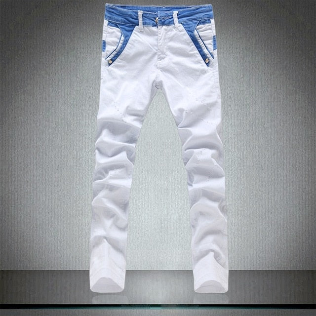 2017 fashion men's denim jeans white casual pants brand new style man's straight pants designer trousers 28--34 Free Shipping
