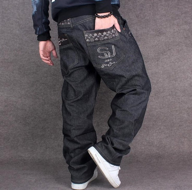 Fashion Tide Jeans Mens Loose Leisure Big Size 42 44 Hip Hop Man's Jeans Plus Size Cowboy Denim Trousers men's wear 2017 New