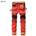 BP 2018 new jeans young man 100% Cotton patchwork nightclubs singers stretch jeans red fashion man's jeans size 29-38 #8806