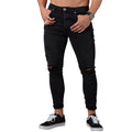 Helisopus 2019 New Men's Jeans Low Waist High Street Hole Pencil Pants Jeans Man's Casual Retro Elastic Slim Fit Jeans