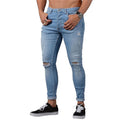 Helisopus 2019 New Men's Jeans Low Waist High Street Hole Pencil Pants Jeans Man's Casual Retro Elastic Slim Fit Jeans