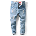2019 Summer Fashion New Men's Casual Boutique Jeans / Man's Slim Skinny Hole Hole Pencil Denim Trousers
