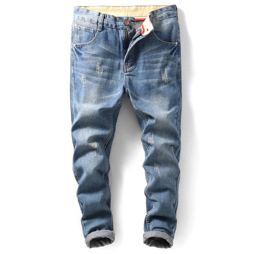 2019 Summer Fashion New Men's Casual Boutique Jeans / Man's Slim Skinny Hole Hole Pencil Denim Trousers